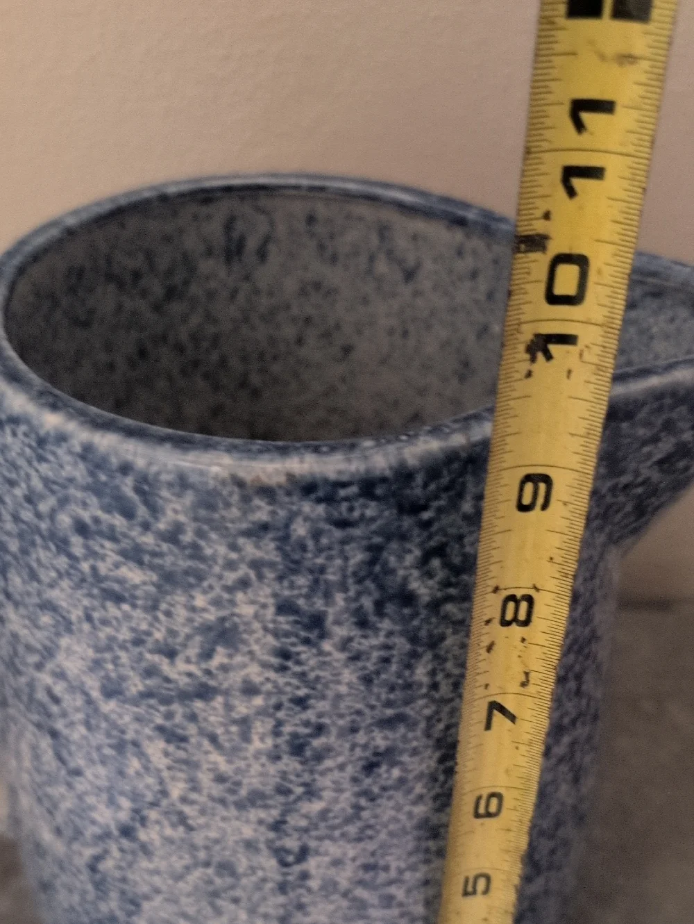 Vintage Emporium Of Maine Country Life Stoneware Pitcher Blue Folk Art